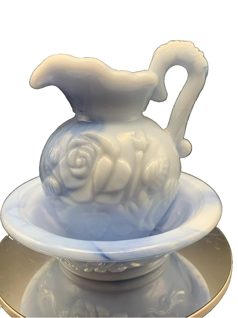 Vintage Avon Victorian Miniature Pitcher and Basin Set Swirled Marbled May 1978